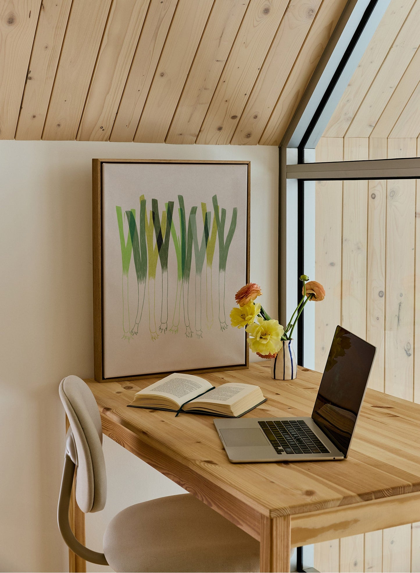 Green Onion Block Print, Poster