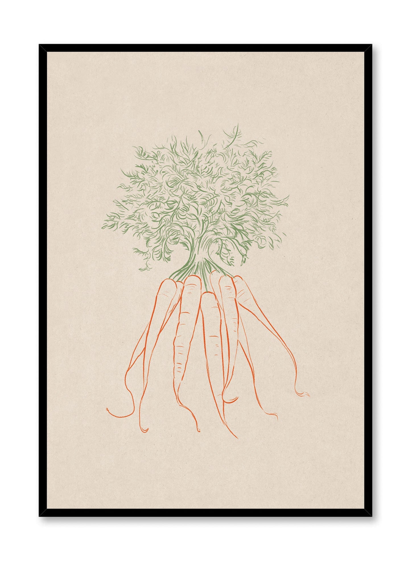 Line Drawn Carrots, Poster