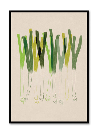 Green Onion Block Print, Poster